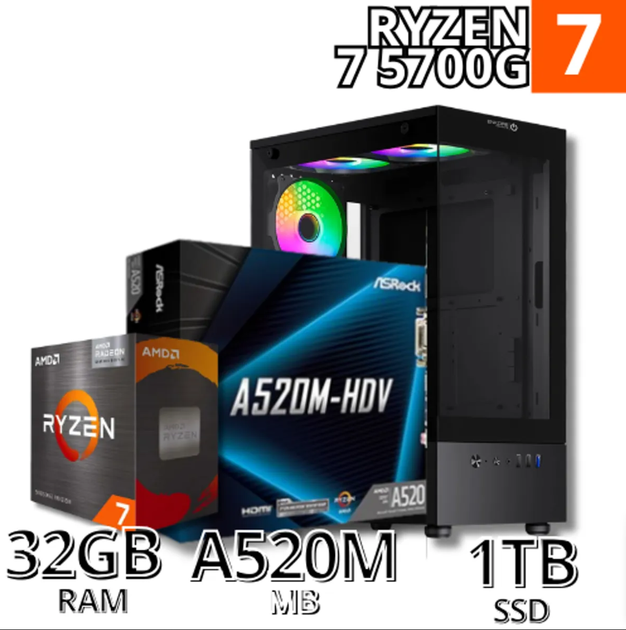 PC GAMER AMD RYZEN 7 5700G 32GB RAM SSD 1TB